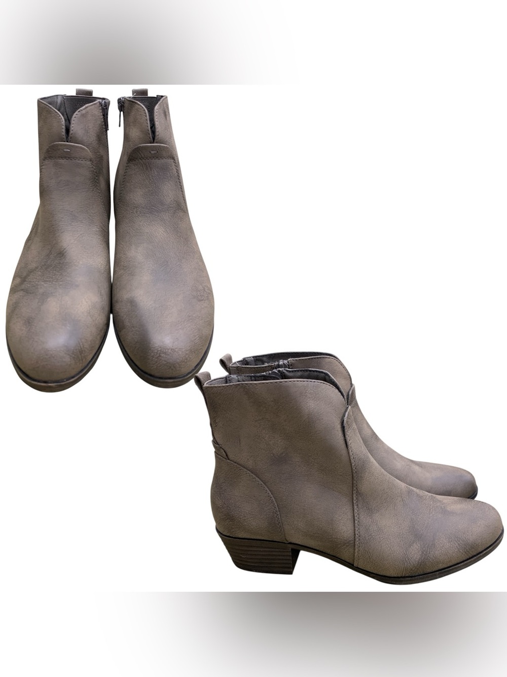 Denver Hayes Gray Taupe Ankle Booties with Side Zip S10.5
